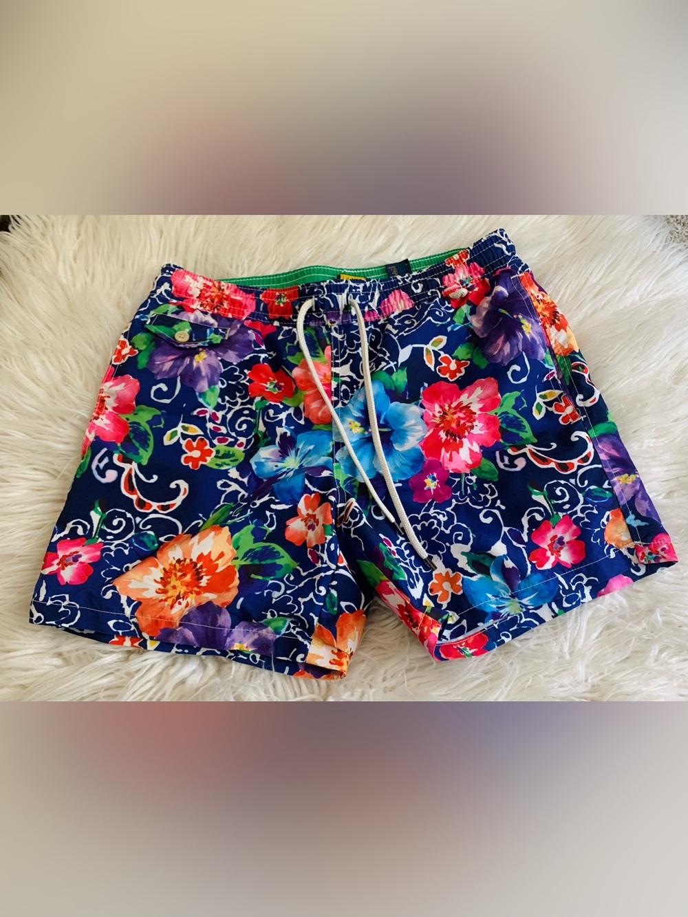 Polo by Ralph Lauren Floral Swim Trunks Blue Multicolor Size Small